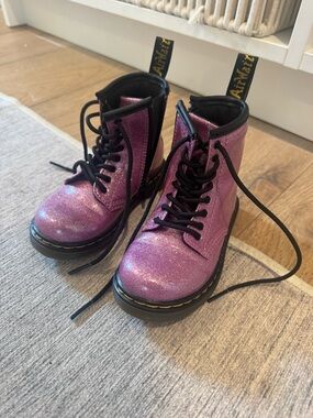 Dr. Martens Kids' Sparkling Purple Lace-Up Boots